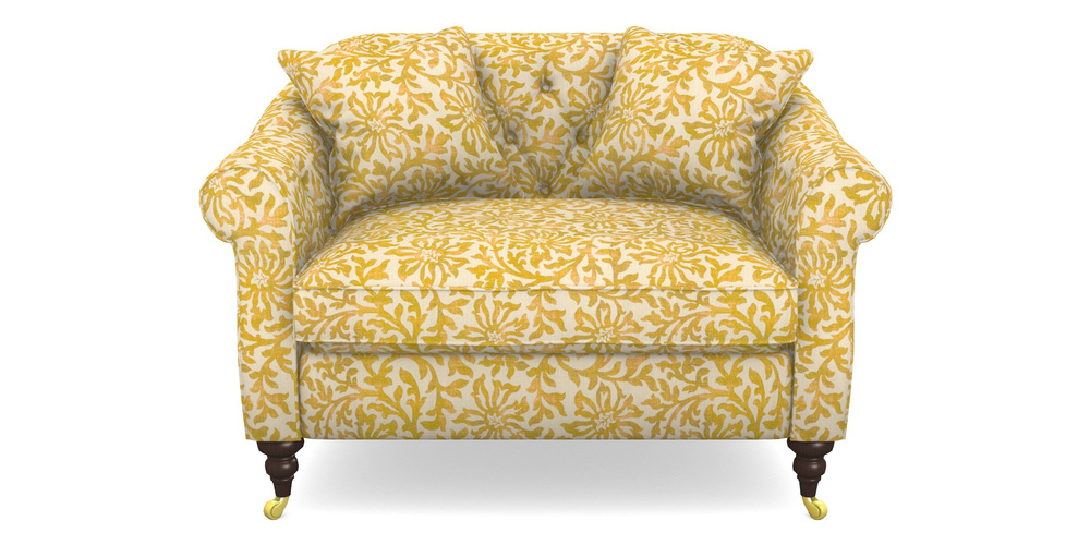 Product photograph of Abbotsbury Snuggler In V A Brompton Collection - Floral Scroll - Corn from Sofas and Stuff Limited