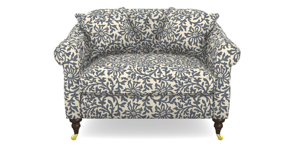 Product photograph of Abbotsbury Snuggler In V A Brompton Collection - Floral Scroll - Midnight Blue from Sofas and Stuff Limited