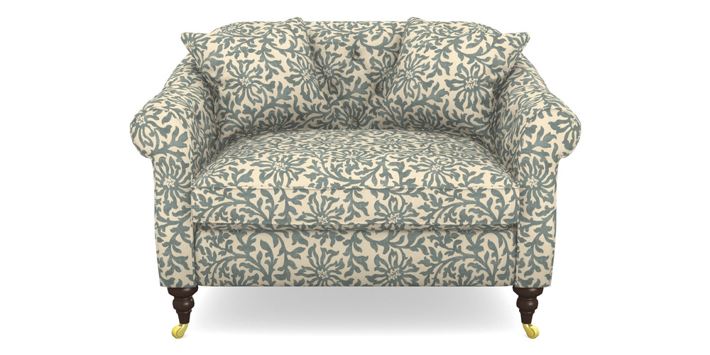 Product photograph of Abbotsbury Snuggler In V A Brompton Collection - Floral Scroll - Pebble from Sofas and Stuff Limited