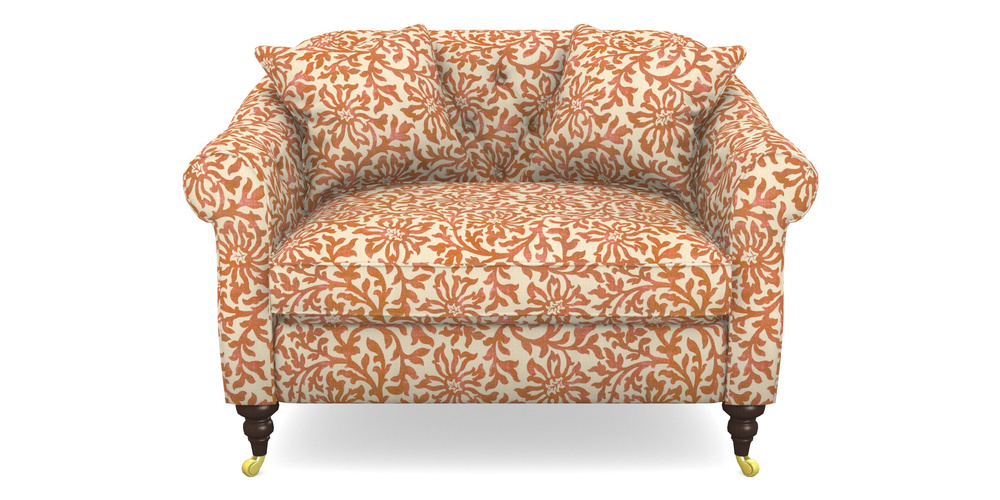Product photograph of Abbotsbury Snuggler In V A Brompton Collection - Floral Scroll - Terracotta from Sofas and Stuff Limited
