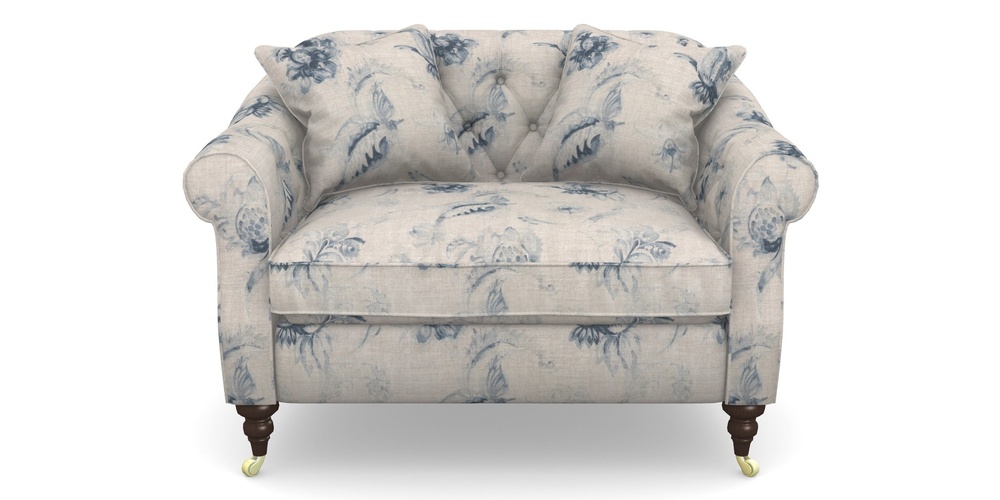 Product photograph of Abbotsbury Snuggler In Floral Linen - Lela Mystery Indigo from Sofas and Stuff Limited