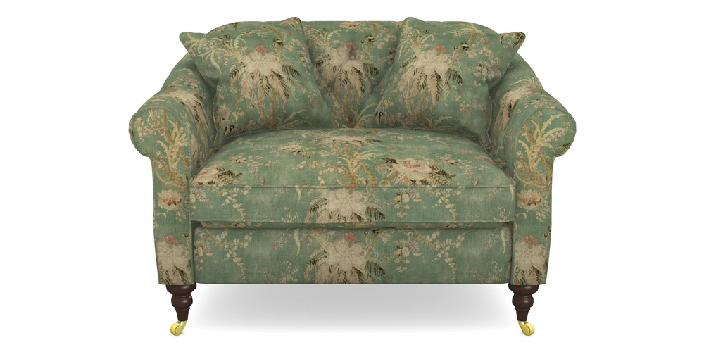 Product photograph of Abbotsbury Snuggler In Floral Linen - Zefferino Emerald from Sofas and Stuff Limited