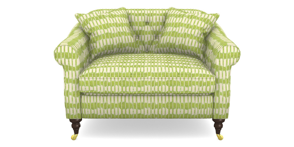 Product photograph of Abbotsbury Snuggler In V A Brompton Collection - Ikat - Lime from Sofas and Stuff Limited