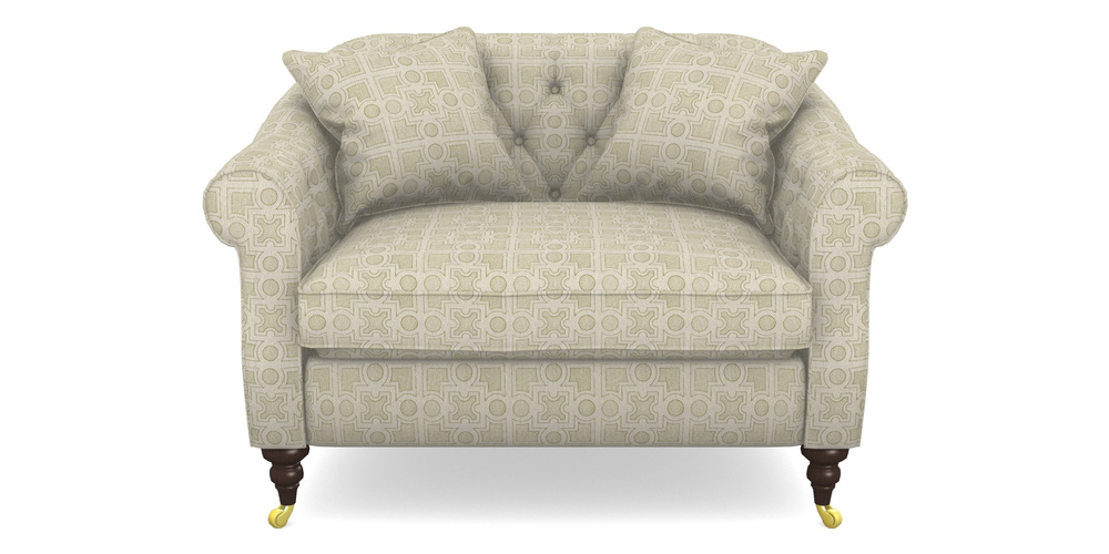 Product photograph of Abbotsbury Snuggler In Rhs Collection - Small Knot Garden Cotton Weave - Olive from Sofas and Stuff Limited