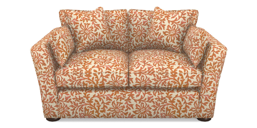 Product photograph of Aldeburgh Sofa Bed 2 5 Seater Sofa Bed In V A Brompton Collection - Floral Scroll - Terracotta from Sofas and Stuff Limited