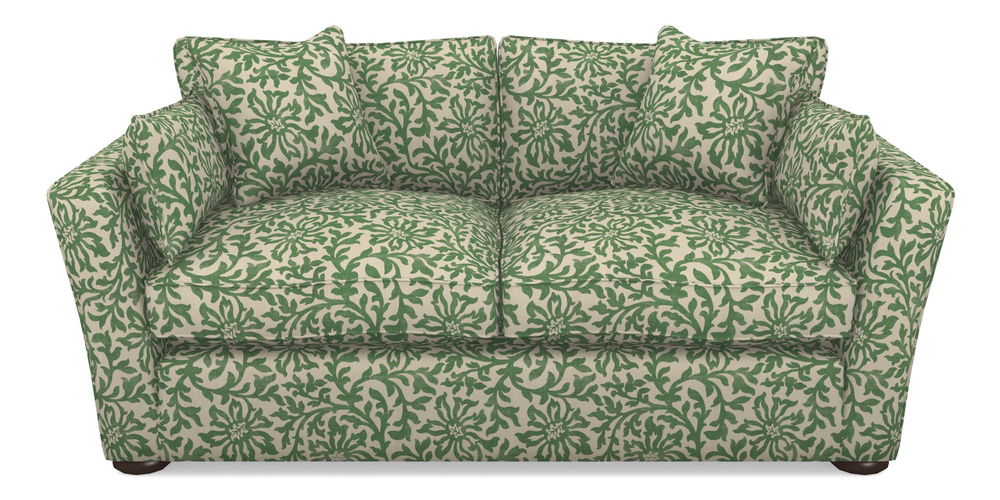 Product photograph of Aldeburgh Sofa Bed 3 Seater Sofa Bed In V A Brompton Collection - Floral Scroll - Basil from Sofas and Stuff Limited