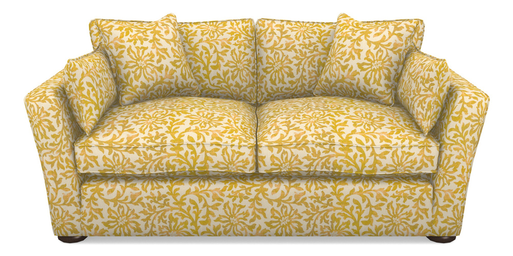 Product photograph of Aldeburgh Sofa Bed 3 Seater Sofa Bed In V A Brompton Collection - Floral Scroll - Corn from Sofas and Stuff Limited