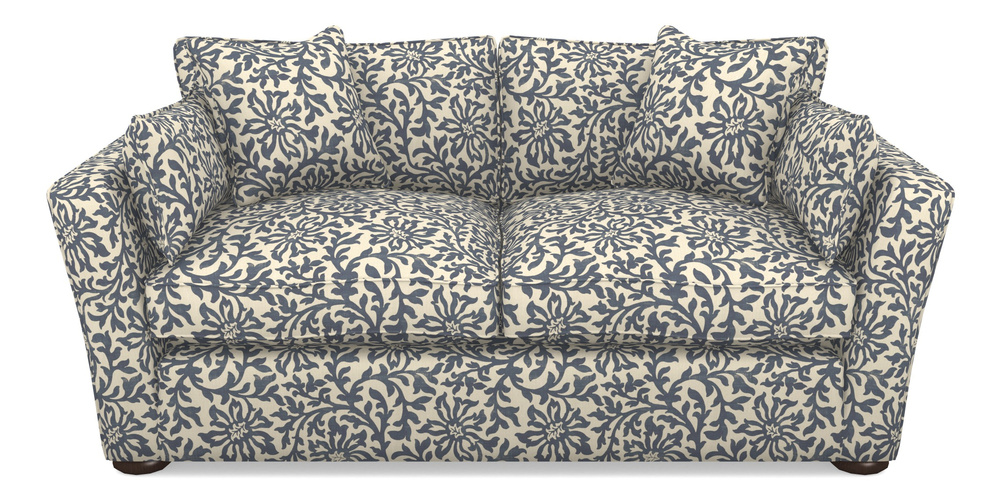 Product photograph of Aldeburgh Sofa Bed 3 Seater Sofa Bed In V A Brompton Collection - Floral Scroll - Midnight Blue from Sofas and Stuff Limited