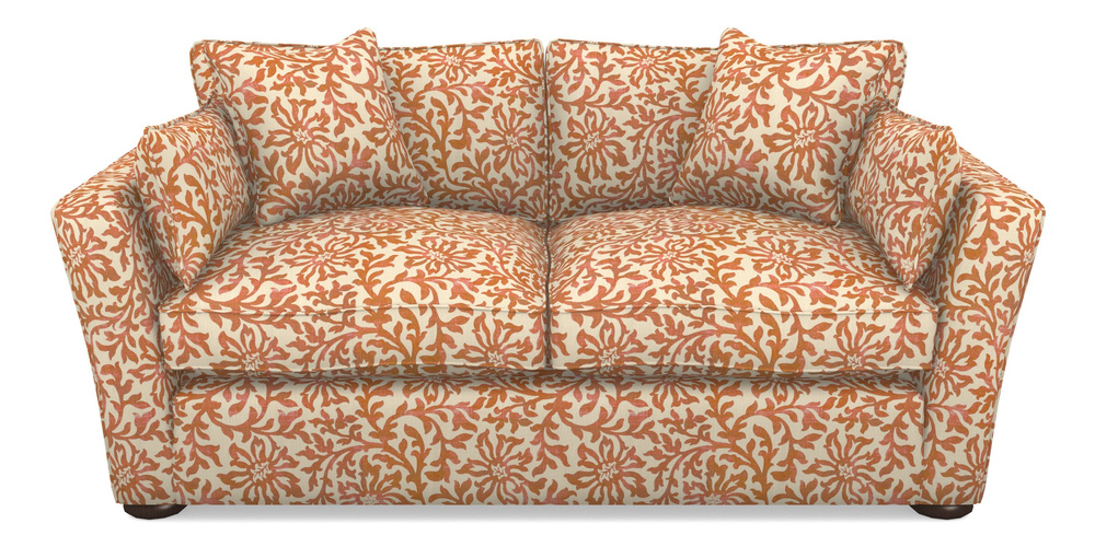 Product photograph of Aldeburgh Sofa Bed 3 Seater Sofa Bed In V A Brompton Collection - Floral Scroll - Terracotta from Sofas and Stuff Limited