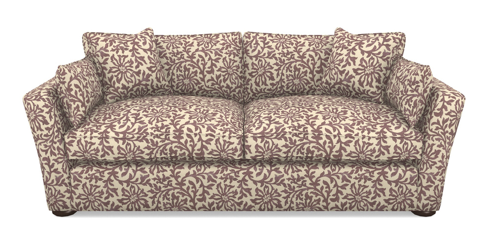 Product photograph of Aldeburgh Sofa Bed 4 Seater Sofa Bed In V A Brompton Collection - Floral Scroll - Cacao from Sofas and Stuff Limited