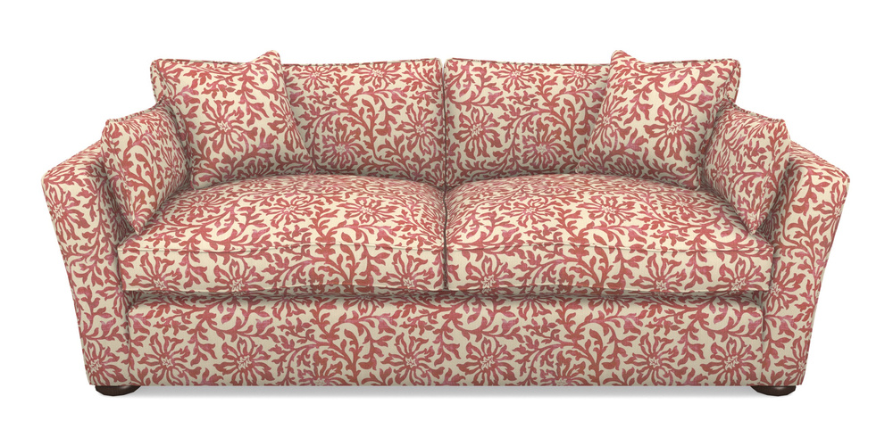 Product photograph of Aldeburgh Sofa Bed 4 Seater Sofa Bed In V A Brompton Collection - Floral Scroll - Chilli from Sofas and Stuff Limited