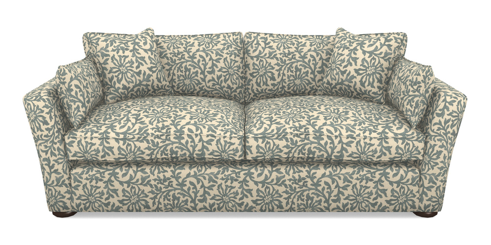 Product photograph of Aldeburgh Sofa Bed 4 Seater Sofa Bed In V A Brompton Collection - Floral Scroll - Pebble from Sofas and Stuff Limited