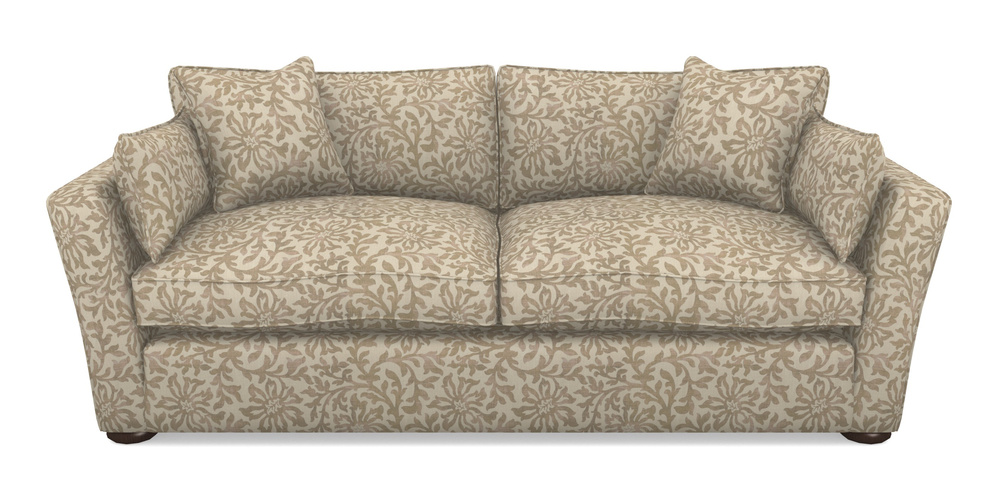 Product photograph of Aldeburgh Sofa Bed 4 Seater Sofa Bed In V A Brompton Collection - Floral Scroll - Assam Tea from Sofas and Stuff Limited