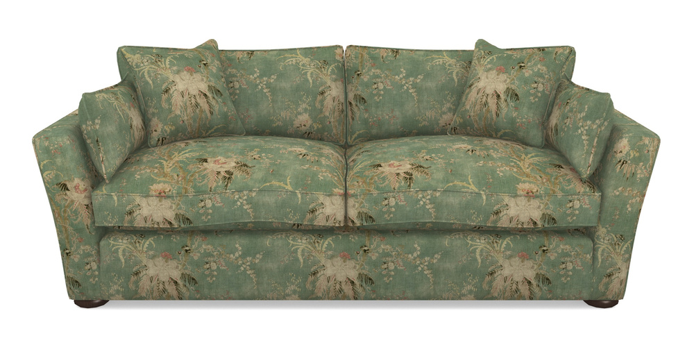 Product photograph of Aldeburgh Sofa Bed 4 Seater Sofa Bed In Floral Linen - Zefferino Emerald from Sofas and Stuff Limited