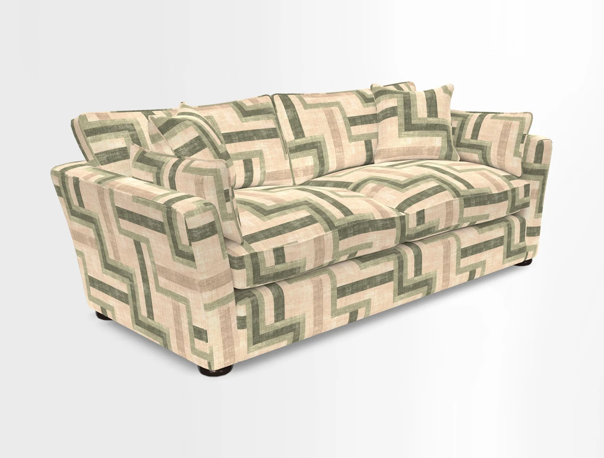 Aldeburgh 3 Seater Sofa in Cloth 22 Bayadere Seal with Scatters in Bayadere & Barcode Seal