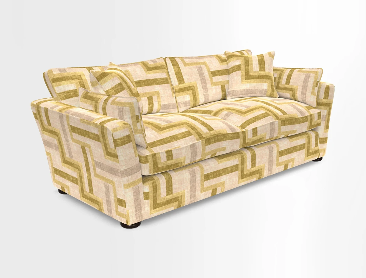 Aldeburgh 3 Seater Sofa in Cloth 22 Bayadere Seal with Scatters in Bayadere & Barcode Seal