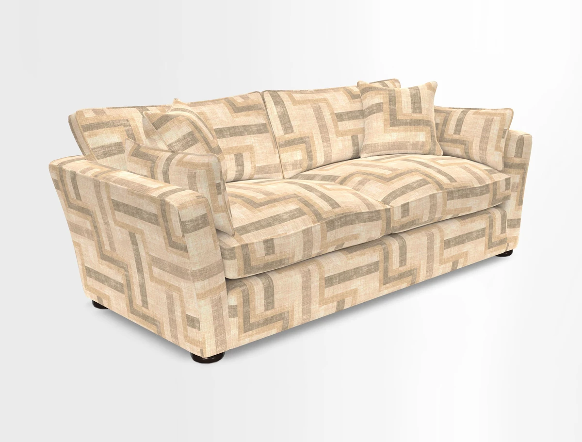 Aldeburgh 3 Seater Sofa in Cloth 22 Bayadere Seal with Scatters in Bayadere & Barcode Seal