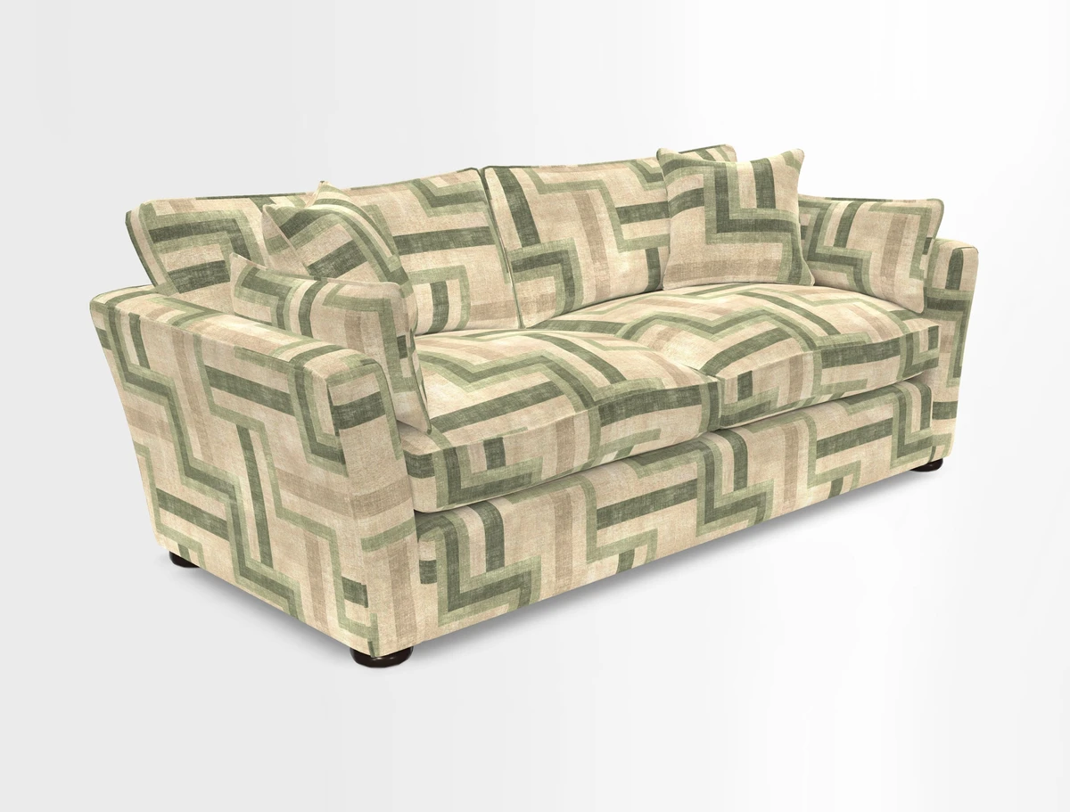 Aldeburgh 3 Seater Sofa in Cloth 22 Bayadere Seal with Scatters in Bayadere & Barcode Seal
