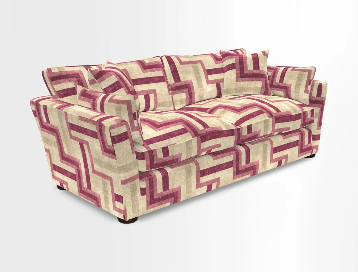 Aldeburgh 3 Seater Sofa in Cloth 22 Bayadere Seal with Scatters in Bayadere & Barcode Seal