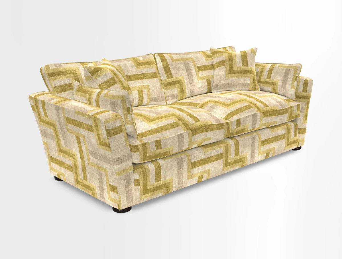 Aldeburgh 3 Seater Sofa in Cloth 22 Bayadere Seal with Scatters in Bayadere & Barcode Seal