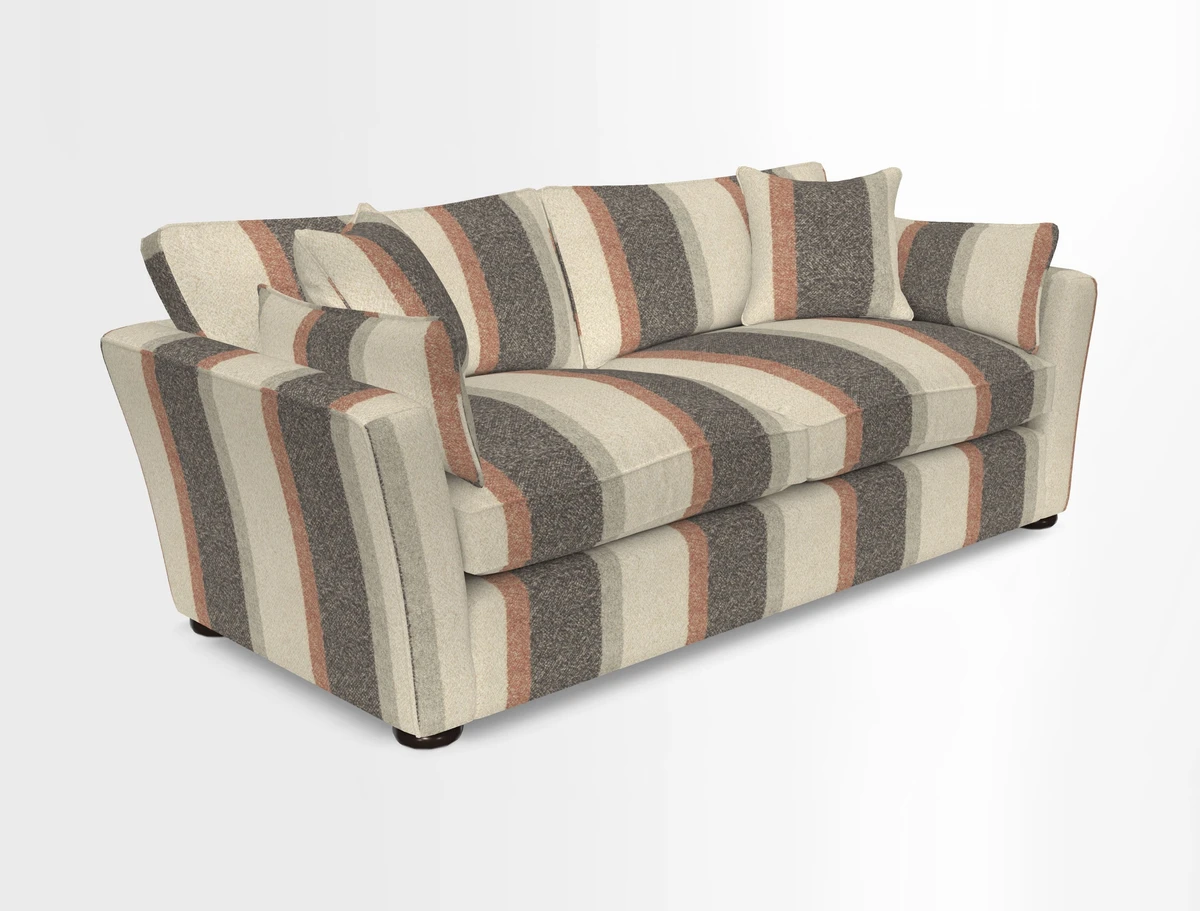 Aldeburgh 3 Seater Sofa in Cloth 22 Bayadere Seal with Scatters in Bayadere & Barcode Seal