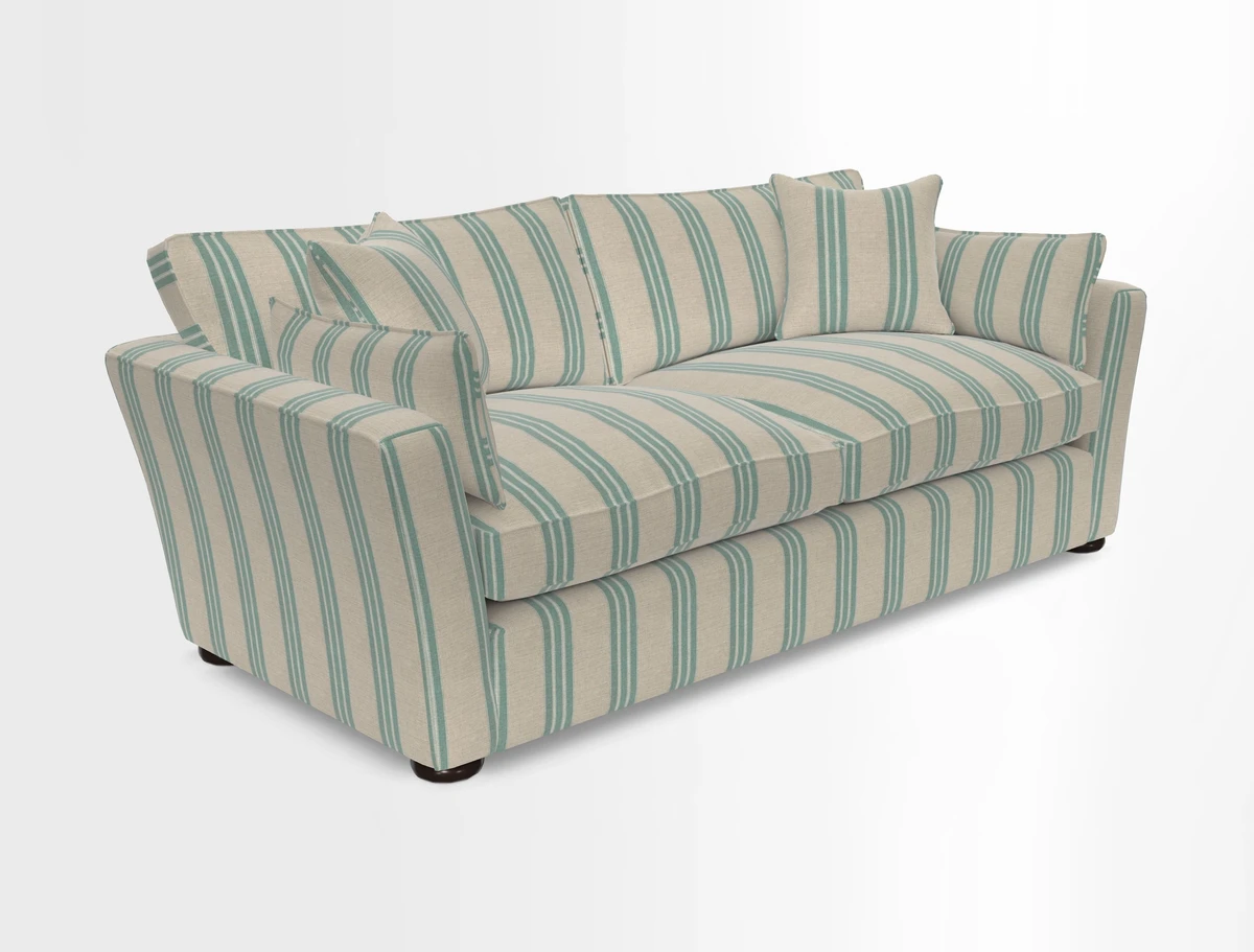 Aldeburgh 3 Seater Sofa in Cloth 22 Bayadere Seal with Scatters in Bayadere & Barcode Seal