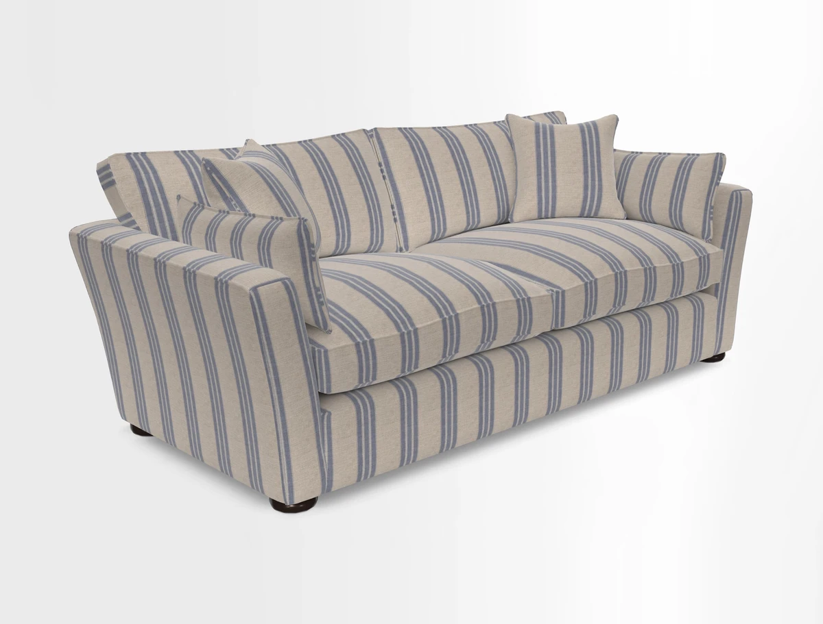 Aldeburgh 3 Seater Sofa in Cloth 22 Bayadere Seal with Scatters in Bayadere & Barcode Seal