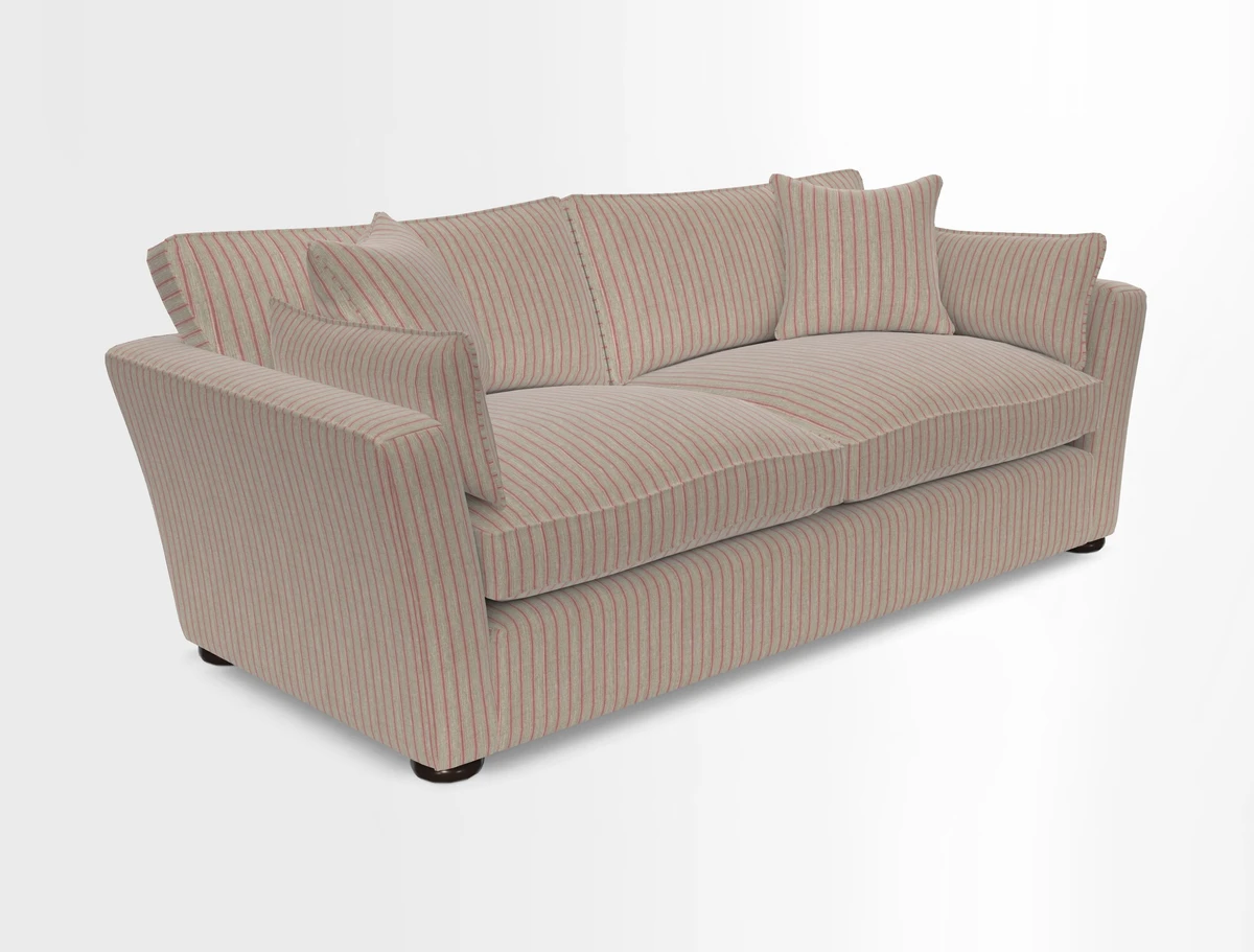 Aldeburgh 3 Seater Sofa in Cloth 22 Bayadere Seal with Scatters in Bayadere & Barcode Seal