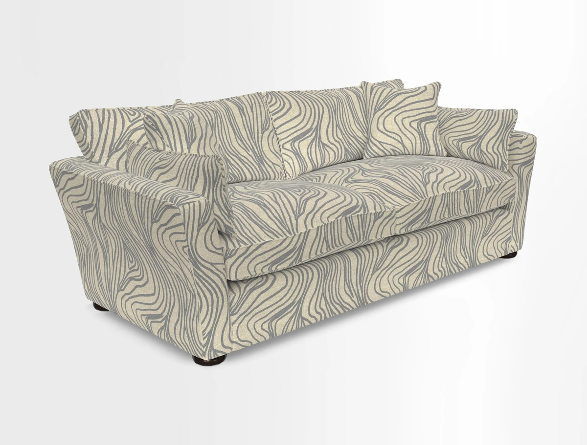 Aldeburgh 3 Seater Sofa in Cloth 22 Bayadere Seal with Scatters in Bayadere & Barcode Seal