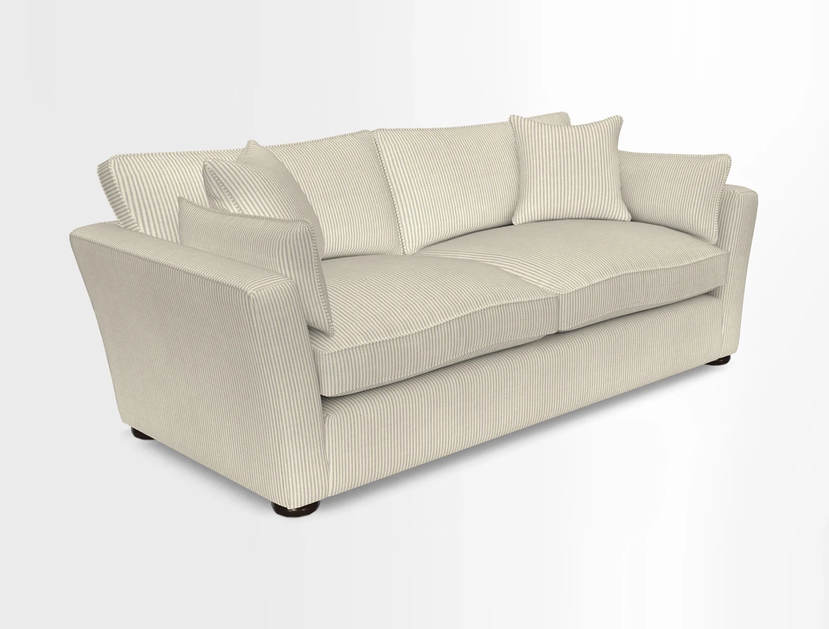 Aldeburgh 3 Seater Sofa in Cloth 22 Bayadere Seal with Scatters in Bayadere & Barcode Seal