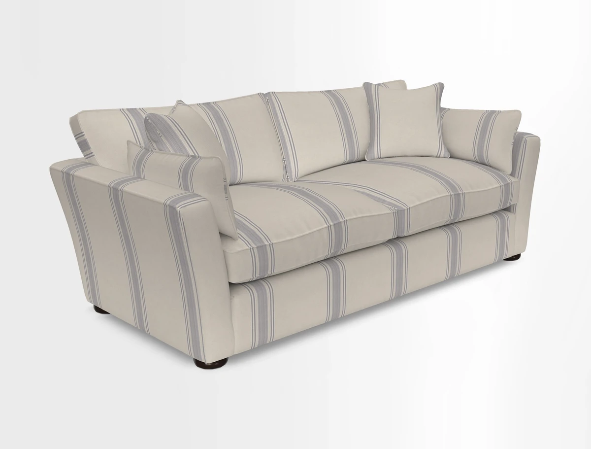 Aldeburgh 3 Seater Sofa in Cloth 22 Bayadere Seal with Scatters in Bayadere & Barcode Seal