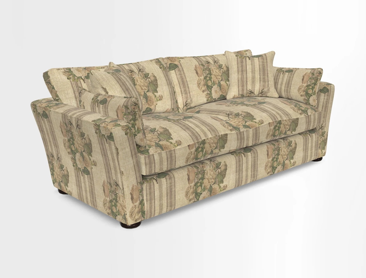Aldeburgh 3 Seater Sofa in Cloth 22 Bayadere Seal with Scatters in Bayadere & Barcode Seal