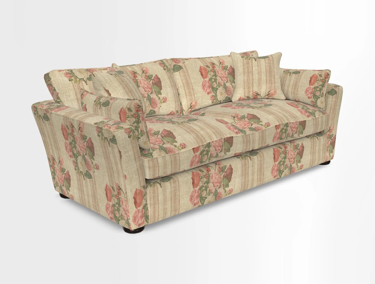 Aldeburgh 3 Seater Sofa in Cloth 22 Bayadere Seal with Scatters in Bayadere & Barcode Seal
