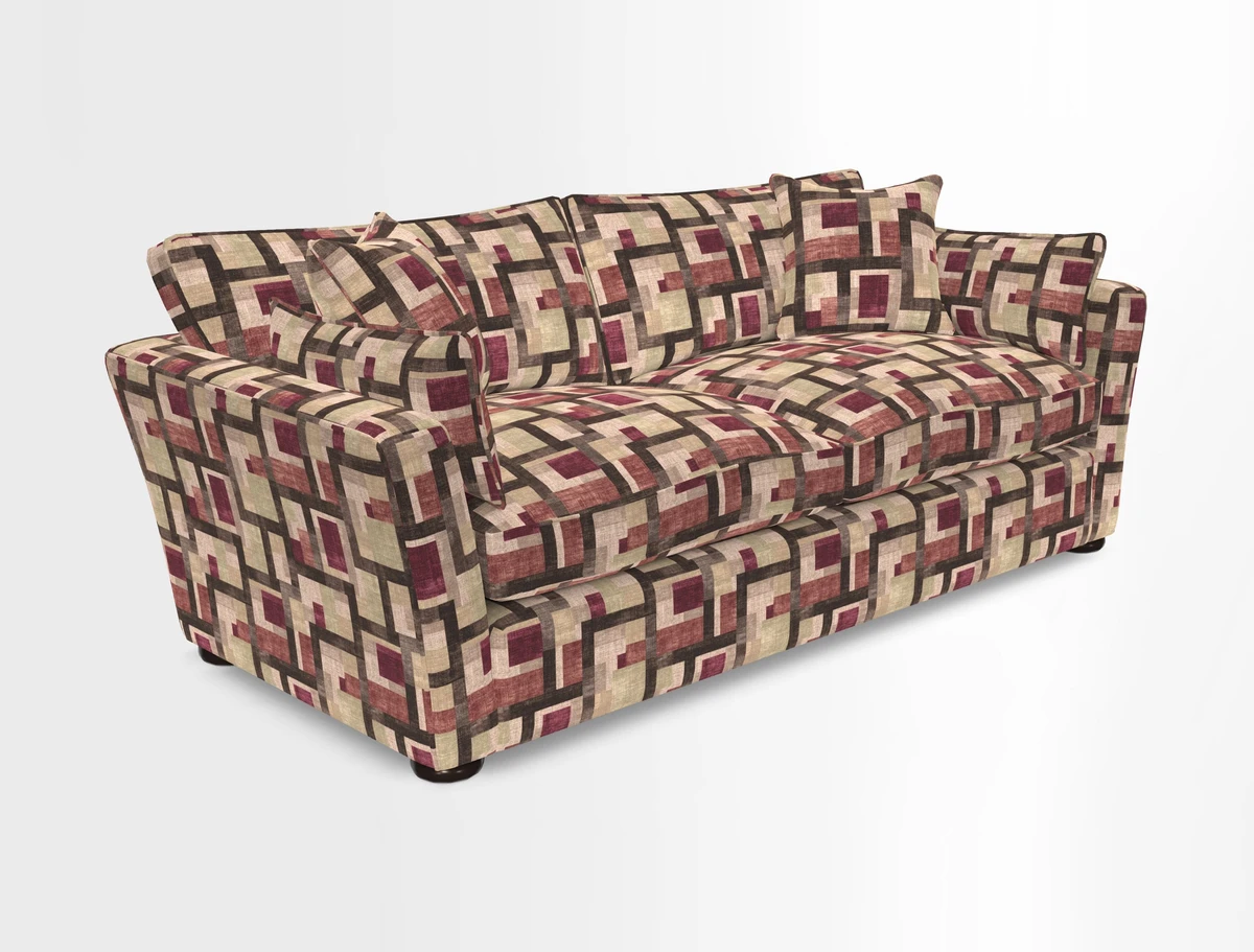 Aldeburgh 3 Seater Sofa in Cloth 22 Bayadere Seal with Scatters in Bayadere & Barcode Seal