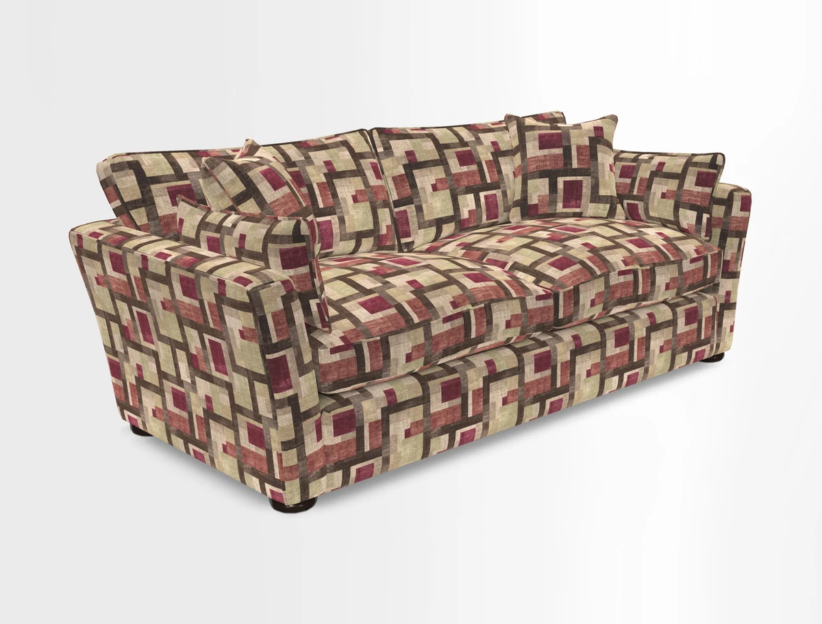 Aldeburgh 3 Seater Sofa in Cloth 22 Bayadere Seal with Scatters in Bayadere & Barcode Seal