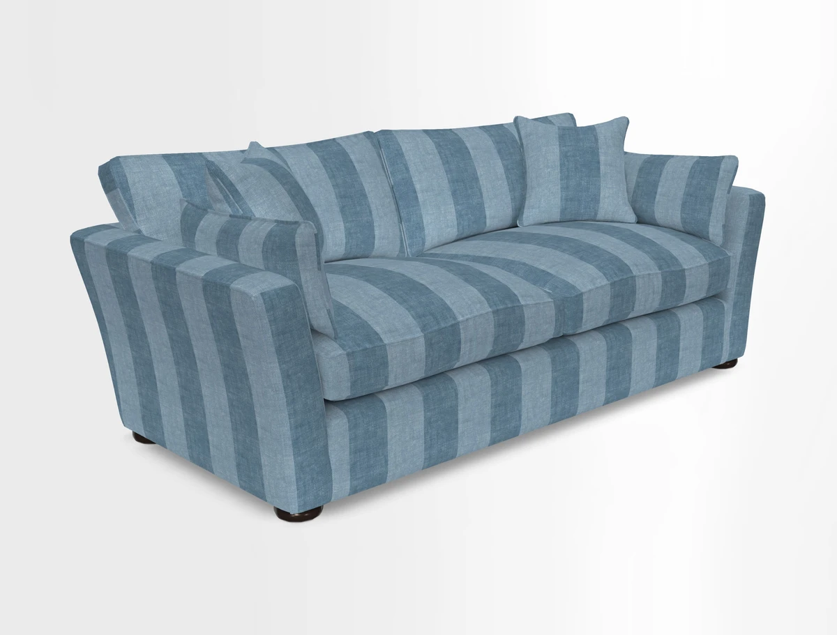 Aldeburgh 3 Seater Sofa in Cloth 22 Bayadere Seal with Scatters in Bayadere & Barcode Seal
