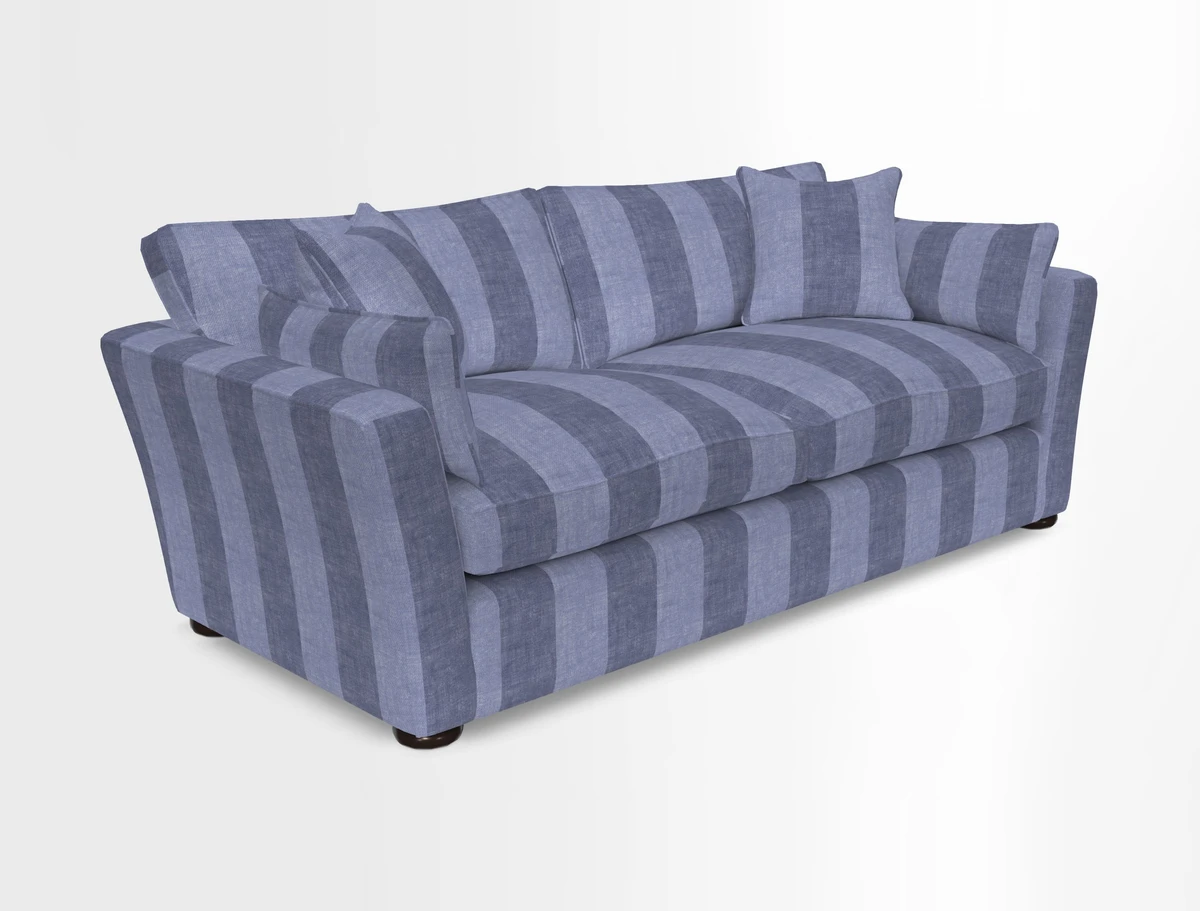 Aldeburgh 3 Seater Sofa in Cloth 22 Bayadere Seal with Scatters in Bayadere & Barcode Seal