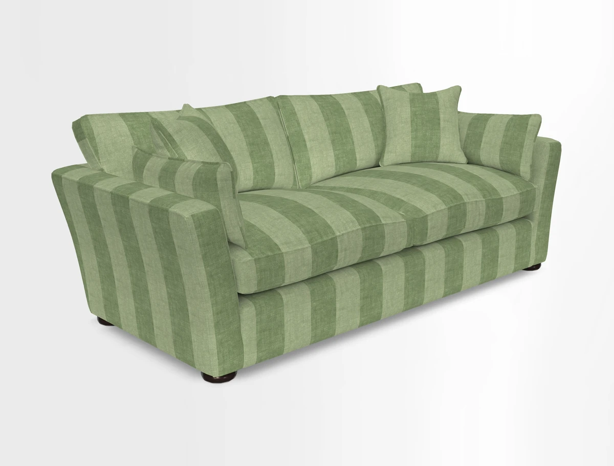 Aldeburgh 3 Seater Sofa in Cloth 22 Bayadere Seal with Scatters in Bayadere & Barcode Seal
