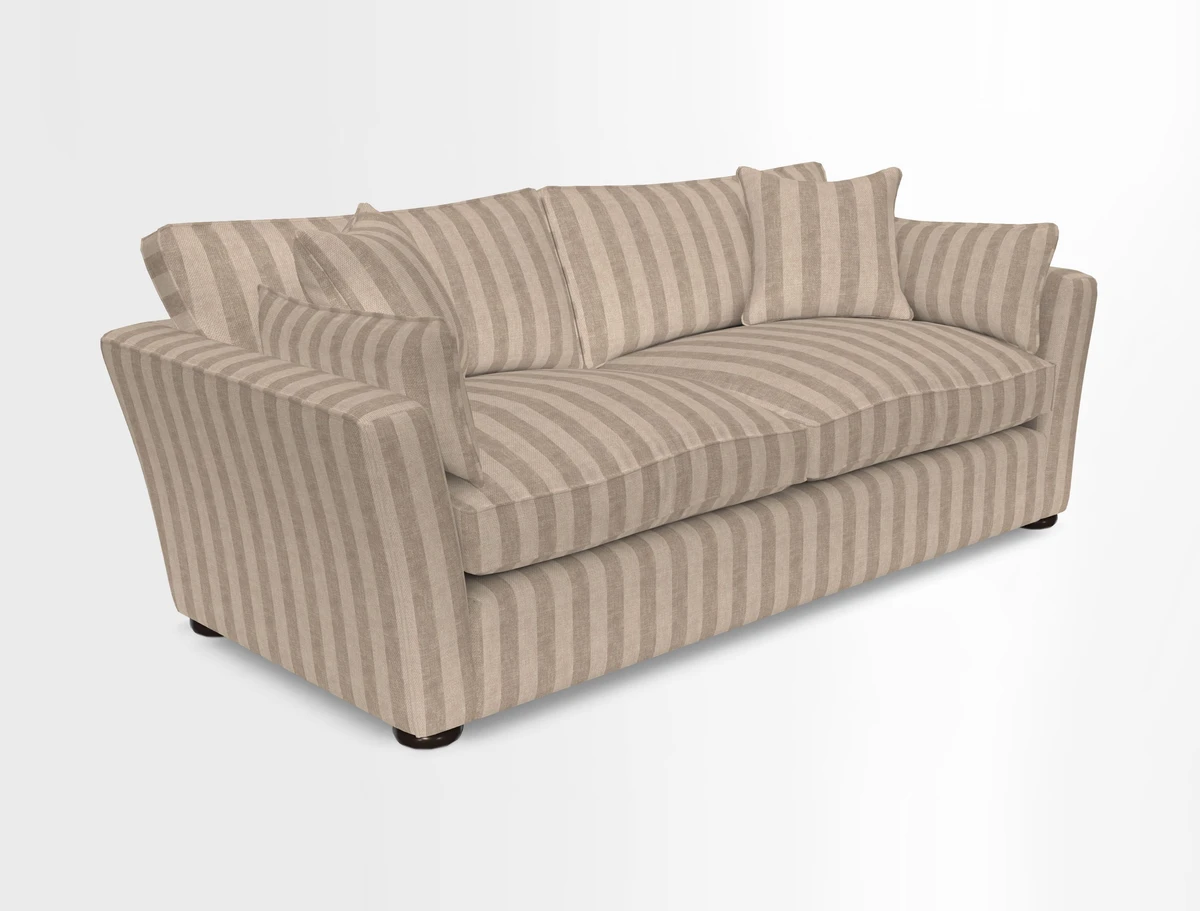 Aldeburgh 3 Seater Sofa in Cloth 22 Bayadere Seal with Scatters in Bayadere & Barcode Seal