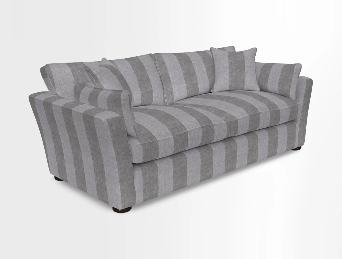 Aldeburgh 3 Seater Sofa in Cloth 22 Bayadere Seal with Scatters in Bayadere & Barcode Seal