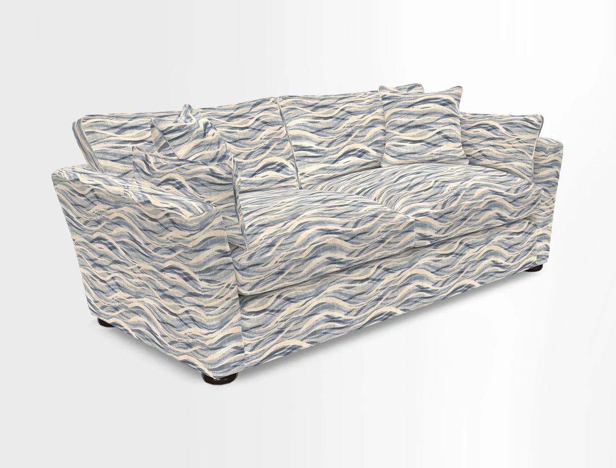 Aldeburgh 3 Seater Sofa in Cloth 22 Bayadere Seal with Scatters in Bayadere & Barcode Seal
