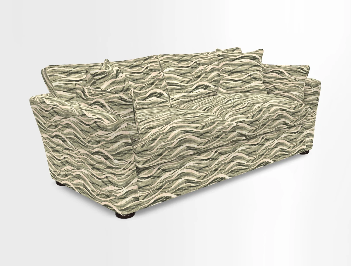 Aldeburgh 3 Seater Sofa in Cloth 22 Bayadere Seal with Scatters in Bayadere & Barcode Seal