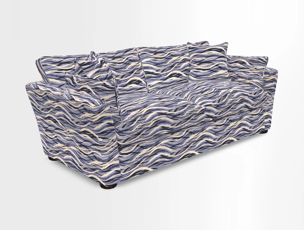 Aldeburgh 3 Seater Sofa in Cloth 22 Bayadere Seal with Scatters in Bayadere & Barcode Seal