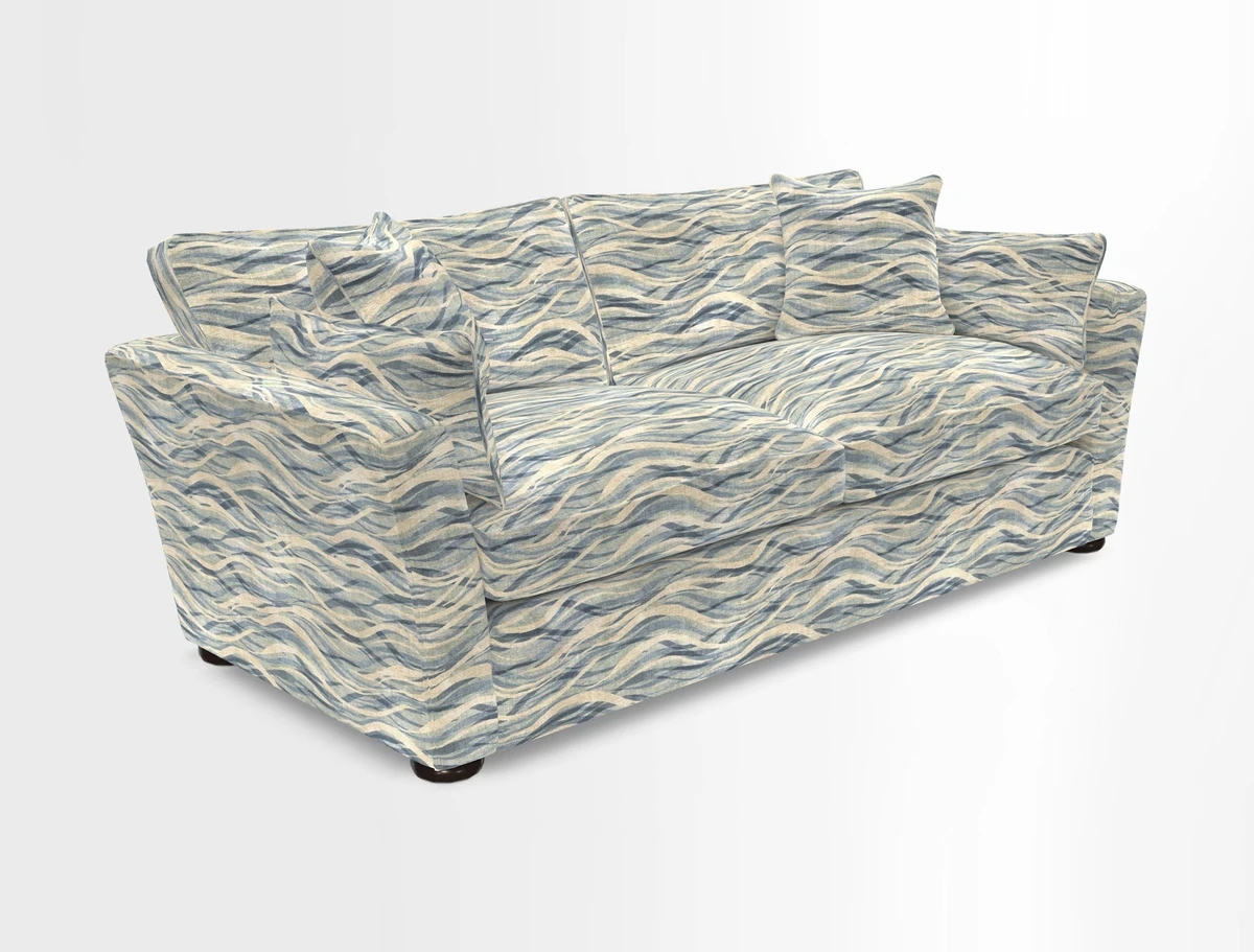 Aldeburgh 3 Seater Sofa in Cloth 22 Bayadere Seal with Scatters in Bayadere & Barcode Seal
