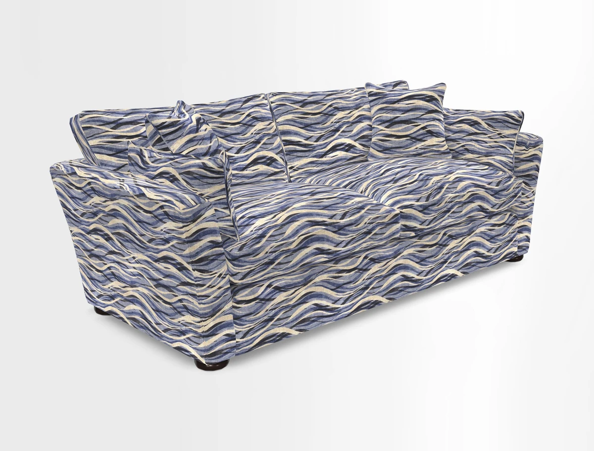 Aldeburgh 3 Seater Sofa in Cloth 22 Bayadere Seal with Scatters in Bayadere & Barcode Seal