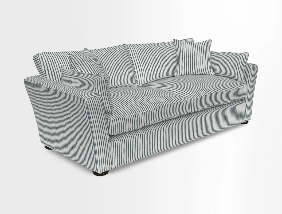 Aldeburgh 3 Seater Sofa in Cloth 22 Bayadere Seal with Scatters in Bayadere & Barcode Seal