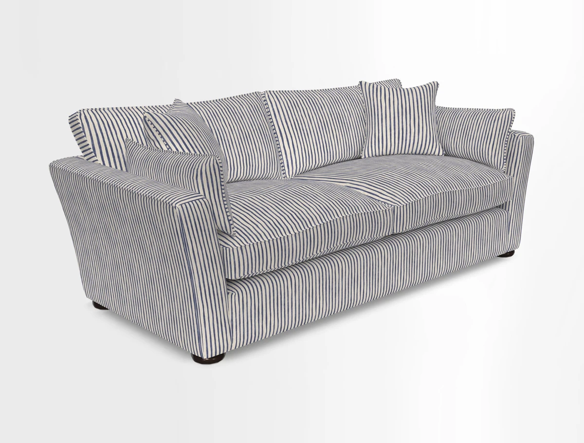 Aldeburgh 3 Seater Sofa in Cloth 22 Bayadere Seal with Scatters in Bayadere & Barcode Seal