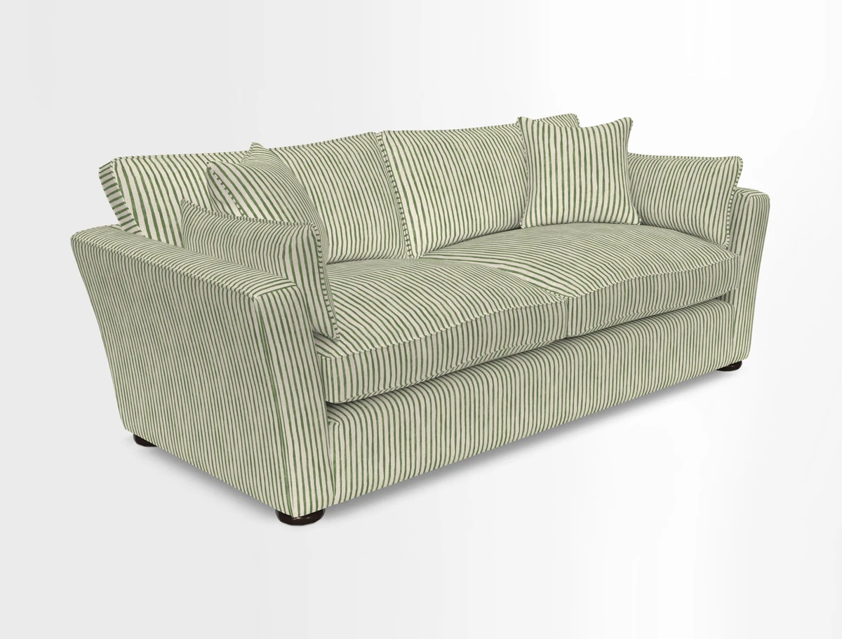 Aldeburgh 3 Seater Sofa in Cloth 22 Bayadere Seal with Scatters in Bayadere & Barcode Seal
