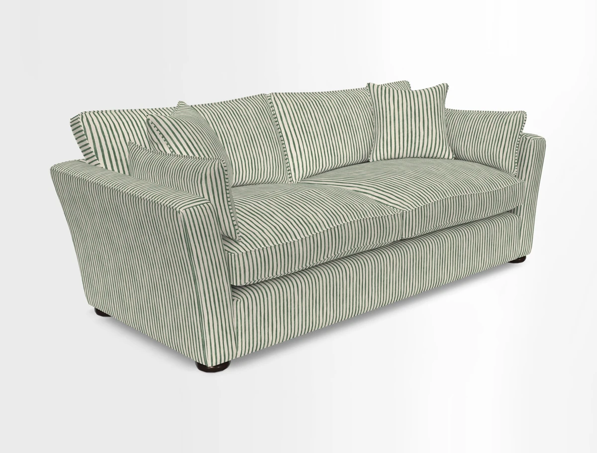 Aldeburgh 3 Seater Sofa in Cloth 22 Bayadere Seal with Scatters in Bayadere & Barcode Seal