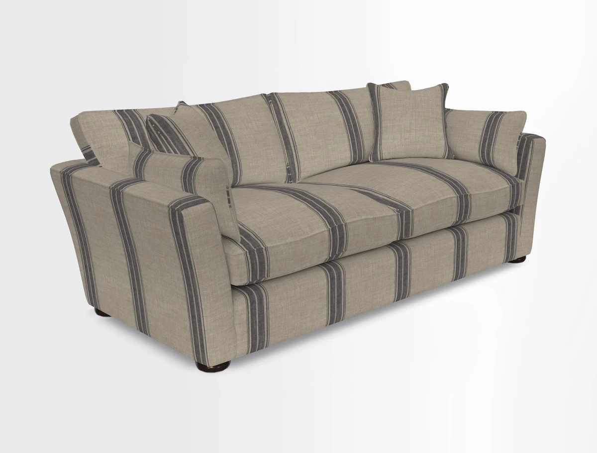 Aldeburgh 3 Seater Sofa in Cloth 22 Bayadere Seal with Scatters in Bayadere & Barcode Seal